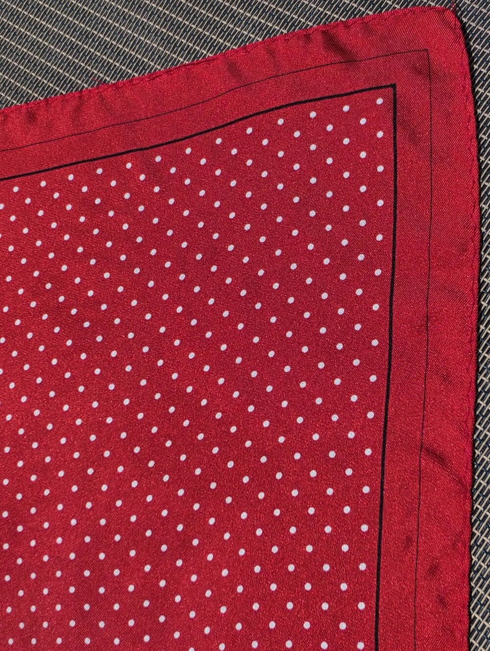 Classic Red Polka Dot 100% Silk Scarf 15.5" Square